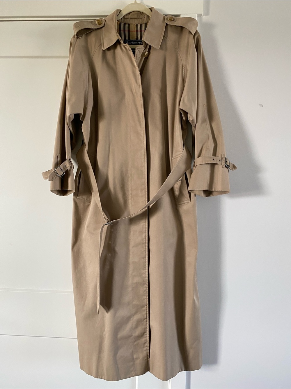Vintage 1993 Burberrys Trench Coat - Women's 12 XP Extra Petite - Metal Buckles